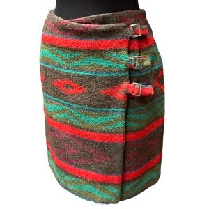 The Limited Wool Blend Green/Red Southwestern Skirt